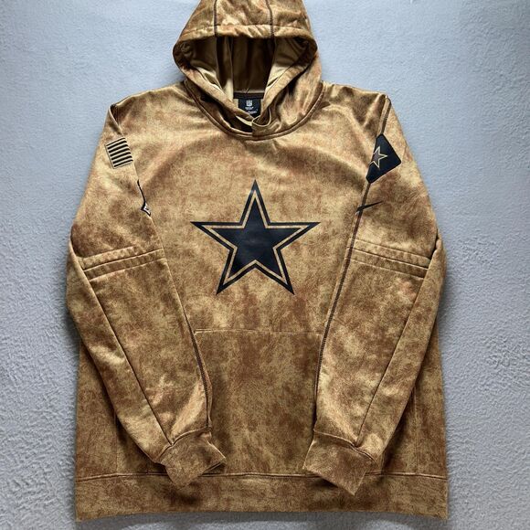 Dallas Cowboys Hoodie Mens Large Brown Tan NFL Football Nike Salute to Service - Picture 1 of 12